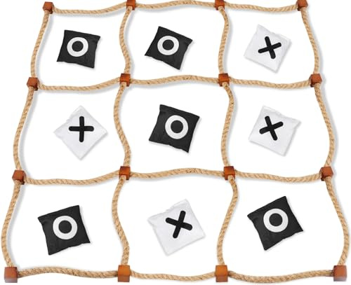 DUOLIYBC Giant Tic Tac Toe Outdoor Games, 4ft x 4ft Bean Bag Toss Outdoor for Kids, Giant Yard for Adults, Jumbo Large Wooden Tic Tac Toss, Backyard Lawn Camping Game