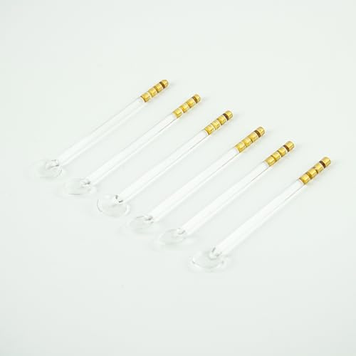 Exquisite Teelöffel aus Glas in Gold – 6er Set, Handgefertigt, Latte Macchiato Löffel Set Einzeln Verpackt Mischen Löffel zum Kaffee Teezuckerbar Party