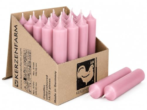 Kurze Stabkerzen Tafelkerzen durchgehend gefärbt Spitzkerzen für die Tisch-Deko zur Hochzeit Weihnachten & Party (10, Rosa)