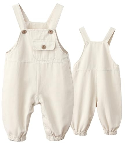 Happy Cherry Salopette Bimba Tuta Bimbo Jeans Tutina Pantaloni con Bretelle Regolabili Pagliaccetto Bambini Senza Maniche per Primavera Estate Autunno Taglia 9-18 Mesi