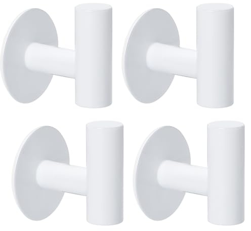 Segus Selbstklebende Haken, 4 Stück Klebehaken Weiß, Klebehaken Edelstahl Selbstklebend, Handtuchhaken Wasserdicht, Wandhaken für Kleidung, Badeschwamm, Handtücher