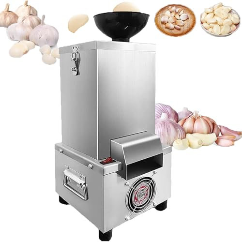 YhsPkh Peladora De Ajos Secos De Acero Inoxidable De 200 W + Asa De Transporte, Peladora De Ajos Eléctrica De 25 Kg/H, Extraíble para Limpieza, para Cantinas, Restaurantes