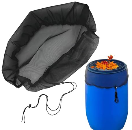 Schermo a barile antipioggia, copertura in rete per barile di pioggia - Schermo di protezione a barile d'acqua da 39 pollici resistente alle intemperie con cordino - Filtro schermo barile