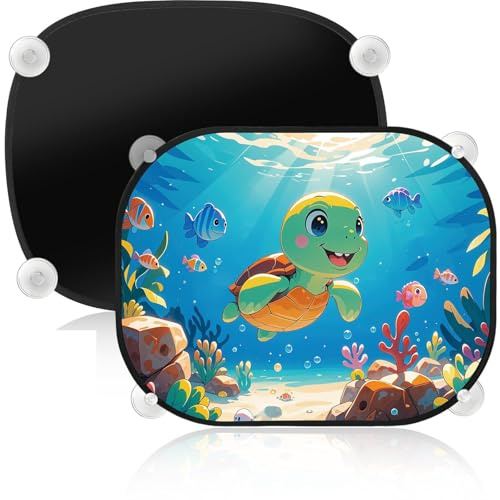 JUNEBRUSHS Protección Solar para Coche y bebé, protección UV, 2 Unidades, diseño de Animales, 44 x 36 cm, Adecuado para la mayoría de los Coches