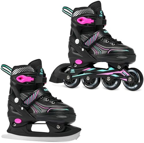 Croxer 2in1 Schlittschuhe Inline Skates Inliner Optima Black/Mint