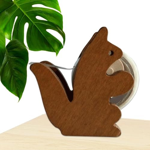 Klebebandabroller für Schreibtisch, niedliches Tier, Katzen-Klebebandabroller,Eichhörnchen-Klebebandhalter-Klebebandschneider für den Schreibtisch | Vintage-Klebebandschneider aus Holz, Masking Tape-