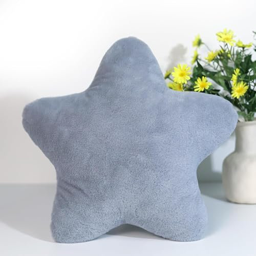 champracer Cuddly Cushion Children's Star Cushion Plush Cushion Decorative Cushion for Cuddly Corner Children's Room, Soft Fluffy Star Shape Decorative Cushion Sofa Cushion for Home Decoration (Grey