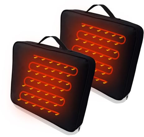 ZOMPAKER 2Pcs Heated Stadium Cushions for Bleachers, Waterproof Indoor & Outdoor Heated Stadium Seat with 3 Level Heat Control, Camping seat Cushion for Any Sports Events use, No Power Bank