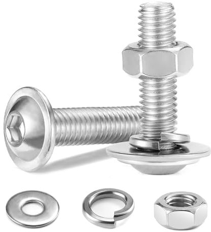 Dayalo Edelstahl Schrauben M8, Linsenkopfschrauben 10 Stück Gewindeschrauben Set M8x30mm, Schrauben mit Muttern und Unterlegscheiben, Möbelschrauben Vollgewinde