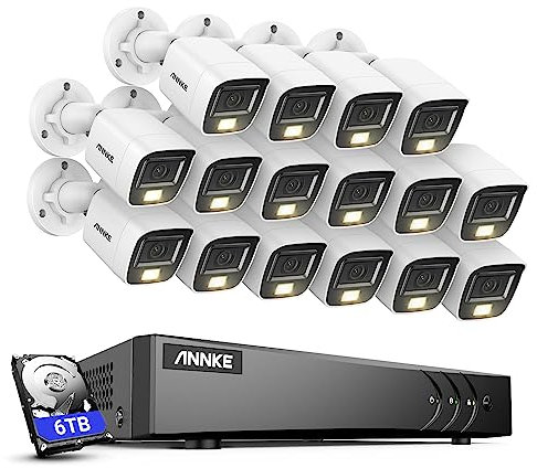ANNKE 16CH 3K Security Camera System with Audio/Mic, 3K Lite Surveillance AI DVR and 16 x 3K 2960 * 1665 CCTV Camera with Dual Light, Human/Vehicle Detection, IP67, Color Night Vision, 6TB Hard Drive