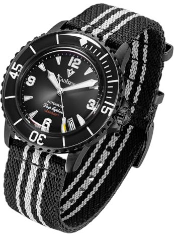 CADISEN Automatik Uhr Herren Mineralglas AR-Beschichtung 200M Wasserdicht Armbanduhr Beiläufig (8239Schwarz)