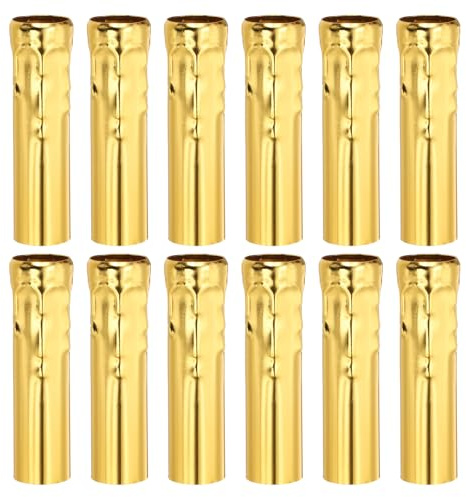 PATIKIL 3.94 Tall Candle Covers Sleeves, 12 Pcs Metal E14 Chandelier Socket Sleeves with Dripping Candelabra Base Accessories Bulb Light Base Holder for Lighting Lamps DIY, Swimming Gold
