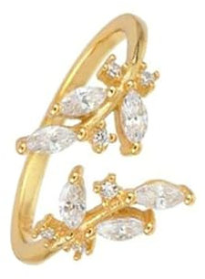 Stfery Bague de fiançailles en or taille marquise blanche moissanite pour femme en or 585 Bague réglable 45 (14,3) à 62 (19,7)