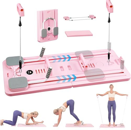 Pilates Board - Foldable Pilates Reformer Machine With Push Up Bars And Resistance Bands Pilates Equipment By SHIKATA