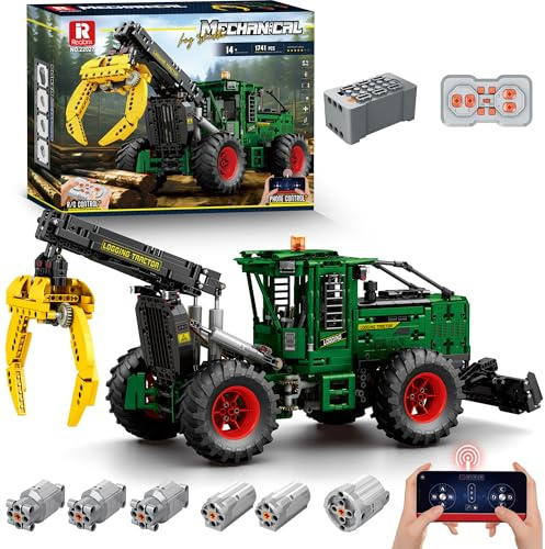 WANCHENG Technik Traktor Bausatz, 1741 Teile, mit 6 Motor, Fernbedienung Traktor Bausteine Modell, Baufahrzeug Modellset