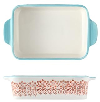 Auflaufform Klein Keramik, 500ML Rechteckig Lasagneform Vintage Backform Ofenform Mit Keramikgriffen OfenformSet Für Lasagne Tiramisu Auflauf (H)