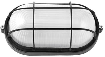 VoltShine Ovale Außenleuchte aus Aluminium, 1 x E27, Schwarz, Maße 9 x 21 x 10,5 cm, IP44, ideal für Außenbeleuchtung und Feuchträume.