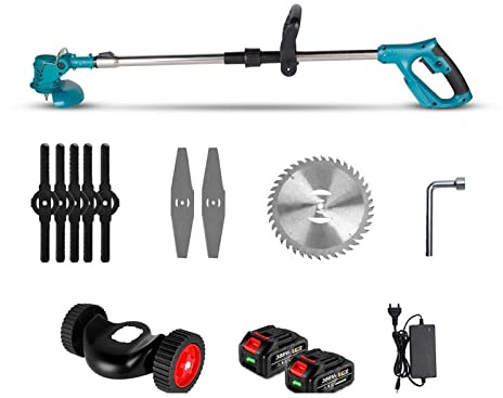 Cortasetos, Cortacésped eléctrico de 1500 W, longitud ajustable, plegable, inalámbrico, portátil, recargable, podadora de arbustos de jardín(2 Battery Plug)