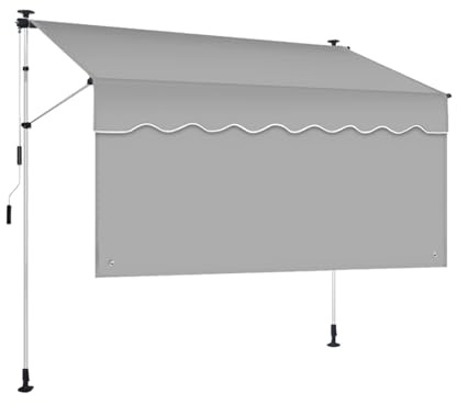 MAAOBR Klemmmarkise ohne Bohren Balkonmarkise mit Kurbel, Höhenverstellbar & Wetterfest, UV-Schutz & Wasserabweisend, Ideal für Mietwohnung, Terrasse, Garten und Veranda(White+Light Gray,100cm/39in)