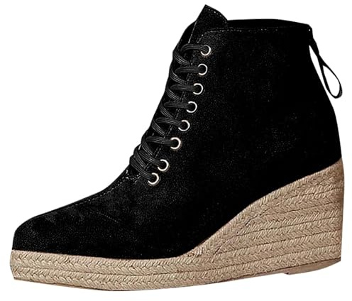 VBEDKDEB Stövlar damstövlar ankelstövlar damstövlar med hög klack, fashionabla nya mönster, vintage västerländska denim, spetsiga tåparti, tjock klack, fyrkantiga gummistövlar 1111501, svart, 37.5 EU