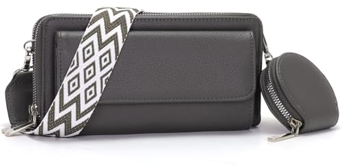 Snmoec handytasche zum umhängen kleine umhängetasche damen Mit Kartensteckplatz münzbörse kleine handtasche damen geldbörse crossbody bag Dunkelgrau