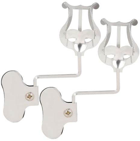 Cabilock Clip Per Spartiti Musicali Per Lira Trombone 2 Pezzi, Morsetto Regolabile Angolazione, Finitura Argento, Accessori Portatili Per Strumenti Orchestrali e Musica Da Banda