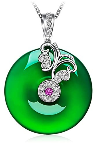 Lyxigt 925 silverhalsband Big Emerald Gemstone Zircon Pendant Etnisk stil Smycken Ornament för kvinnor Mors Dag s