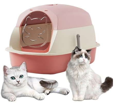 BJdfgE Lettiere for Gatti con Coperchio, lettiera for Chiusa e Coperta sabbiera, lettiere for Chiuse Anti-Schizzi(Pink)