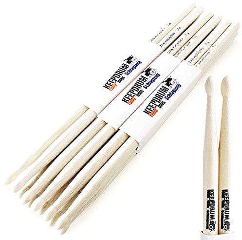 keepdrum 7A Hickory Drumsticks Schlagzeug-Stöcke 6 Paar