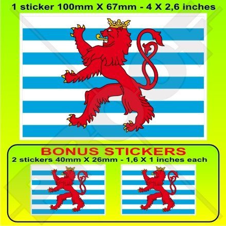 Luxemburg Handelsflagge Flagge Letzebuerg, Luxemburg 10,2 cm (100 mm) Vinyl Bumper Aufkleber, Aufkleber X1 + 2 Bonus
