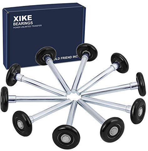 XIKE 10 Pack Black 2 Nylon Garage Door Roller 4 Stem, Quiet/Durable and High Load, Use 6200-2RS Double Seals Precision Bearings.