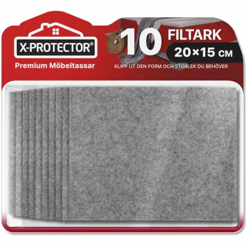 Filtkuddar för möbler X-PROTECTOR - 8 Pack 20 x 15 x 0.5 cm Premium Självhäftande filtkuddar! Klipp Möbeltassar för alla golv för Möbelfötter du behöver – Bästa Möbeltassar för stolar för Trägolv!