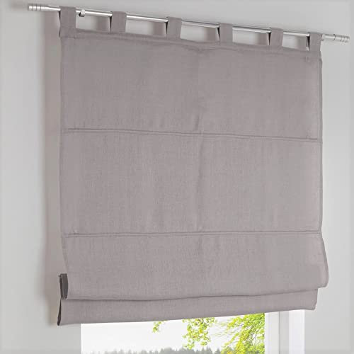 Kutti Raffrollo mit Schlaufen Metis 100% Leinen grau Breite 60 * Höhe 140 cm
