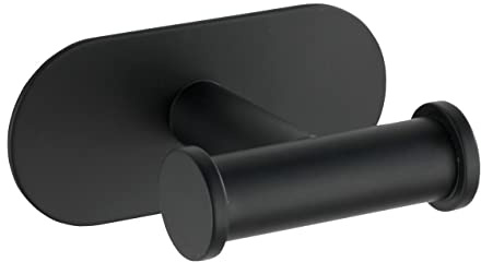WENKO Turbo-Loc Wandhaken Mod. Orea Duo Doppelhaken zur griffbereiten Aufbewahrung von Handtüchern rostfreier Edelstahl schwarz matt 10 x 4,5 x 6,5 cm