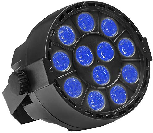Showlite SPS-120-DMX LED Party Spot, 12 LEDs mit je 3 Watt Leistung | 17° Abstrahlwinkel, DMX-Betrieb möglich, 4 Taster und Display, Verschiedene Auto Programme oder Musiksteuerung, Mit nur 11