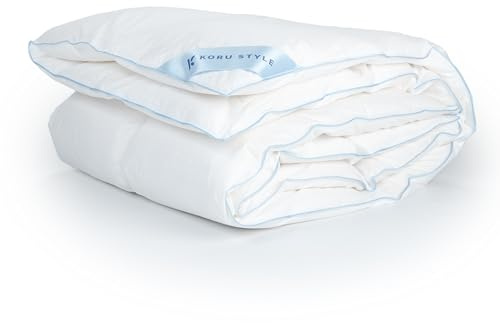 Koru Style Premium Daunen Bettdecke 155x220 cm – 100% Daunen – leichte Sommerdecke 155x220 cm – Daunendecke – Made in Germany – Wärmeklasse 1 (leicht)