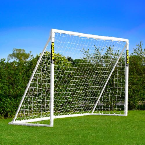 FORZA 8ft x 6ft Football Goal - All Weather uPVC Frame and Durable Net – Optional Target Sheet, Football & Carry Bag