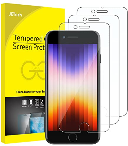 JETech Schutzfolie für iPhone SE 3 (2022), 3 Stück | HD Klar, Kratzfestes Gehärtetes Glas Displayschutzfolie, Einfache Installation