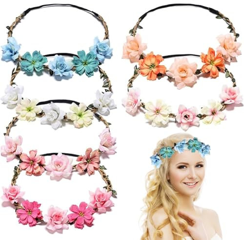 IOPJLK 6 Stück Blumenkranz Stirnband, Haare Kinder, Gänseblümchen Haarband, Corolla Stirnband, Hochzeit Blumenkranz, Set für Festival Party Strand