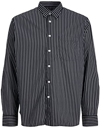 Jack & Jones Jorbill - Camiseta de Manga Corta para Hombre, Negro/Rayas: /, L