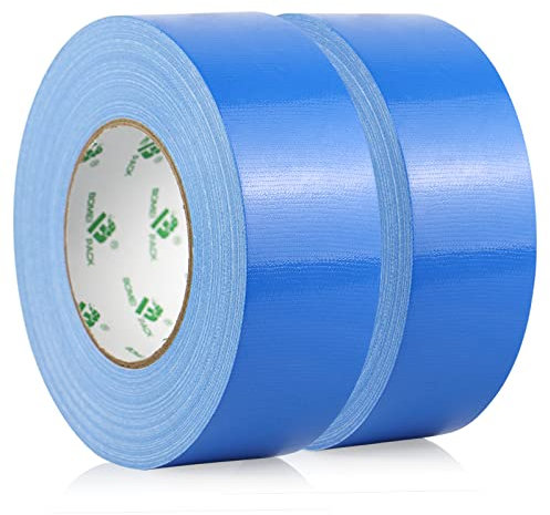 BOMEI PACK Cinta americana Azul 50 mm x 50 m - Cinta de tela resistente impermeable - Para reparar, fijar, agrupar, reforzar y sellar - 2 rollo