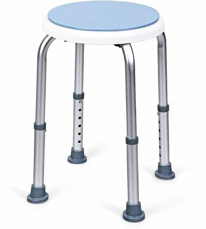 Duschhocker Duschstuhl Höhenverstellbar 360° Drehbarer Badehocker Duschhilfe aus Alu für Alter, Schwangere, Blau