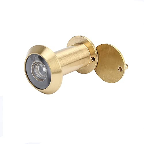 Mirilla para visor de puerta, agujero espía de gran angular de 200 grados con cubierta de privacidad, agujero de seguridad de 16 mm de diámetro para puertas de 35 mm a 55 mm de grosor (dorado)