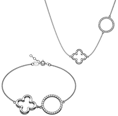 LillyMarie Silberkette Mit Verstellbarem Anhänger Und Passendem Armband Aus Sterlingsilber 925