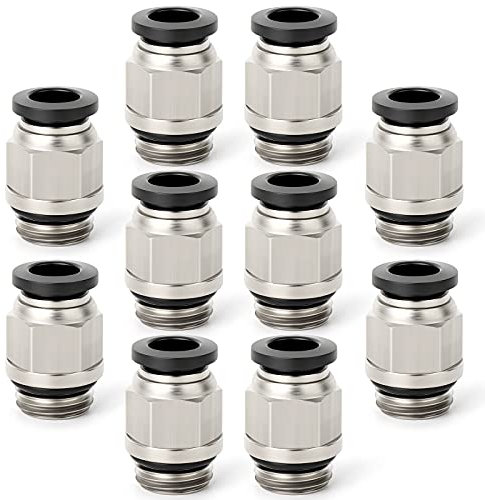 ERGAOBOY 10 Pcs Male Stragiht 6mm Tube OD x 1/8 BSP Thread Push-in Quick Connector with Sealing Ring Fittings (PCG6-01)