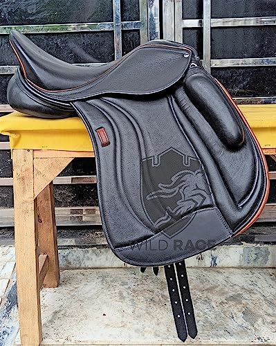 WILD RACE Leather Dressage Monoflap Changeable Gullets Saddle (17.5)