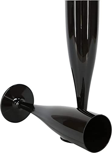 Regalzone ™ Black Plastic Champagne Flute Glasses, 160ml, Smart and Elegant. Ideal for All Your Functions and Events. (20)