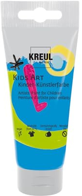 KREUL 43310 - Kids Art Kinder-Künstlerfarbe, Primärblau 75 ml Tube, Schulmalfarbe auf Wasserbasis, matte deckende Bastelfarbe für Leinwand, Papier und Karton, vegan