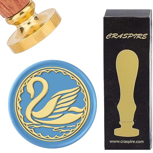 craspire Wachssiegel-Stempel Schwan, Tier-Siegelwachs-Stempel, Retro, 25 mm, Abnehmbarer Messingkopf Mit Holzgriff Für Hochzeit, Party, Umschläge, Einladungen, Geschenkverpackung, Verpackung