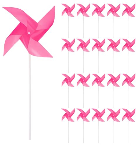 sourcing map 50pcs 15 x 7.5 Molinos de Viento para el Jardín con 4 Hojas Molinillos de Viento a Prueba de Viento y Agua con Estacas para Decoración de Patio Color Rosa